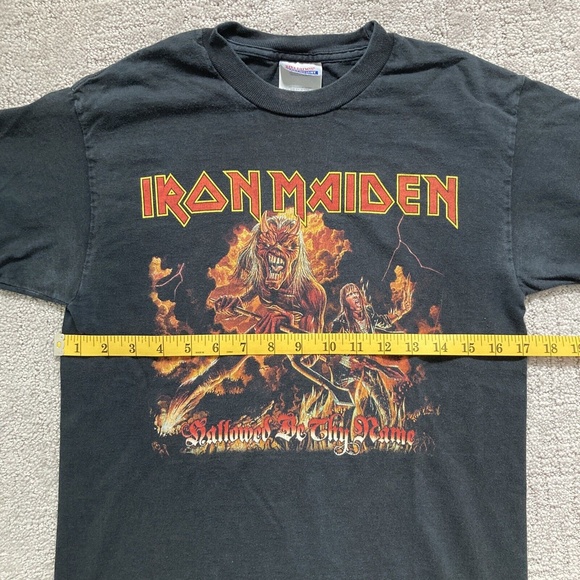 EUC 2000's IRON MAIDEN HALLOWED BE THY NAME ROCK T Black SHIRT 100% Cotton YL - Picture 3 of 6